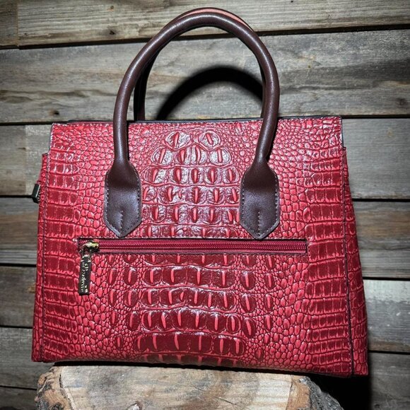 NWOT LiRenNiao Red Faux Croc Bag‎ with Matching Wallet - Picture 3 of 8